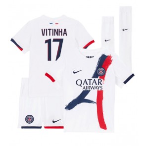 Paris Saint-Germain Vitinha #17 Gostujuci Dres za Dječji 2024-25 Kratak Rukavima (+ kratke hlače)